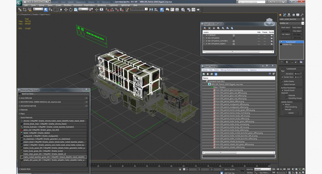 3D MIM-104 Patriot SAM Rigged