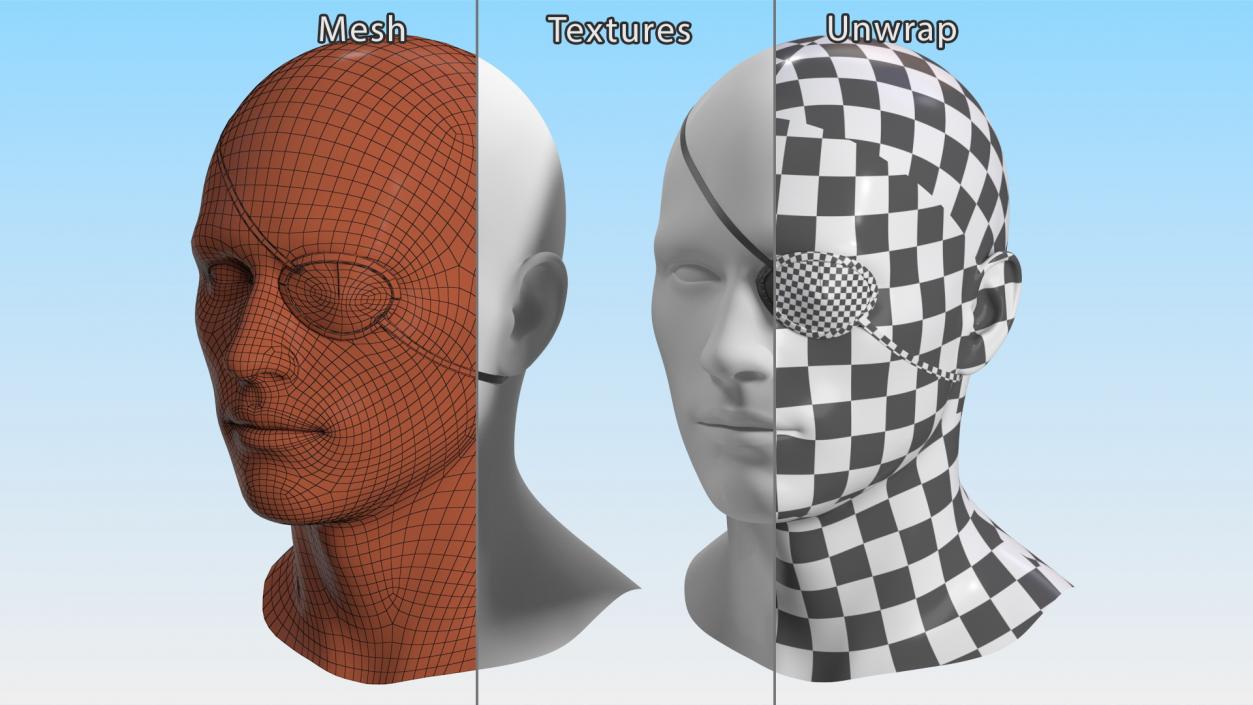 3D Black Eye Patch on Mannequin model