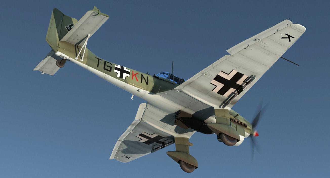 Junkers Ju 87 German Dive Bomber Rigged 3D model