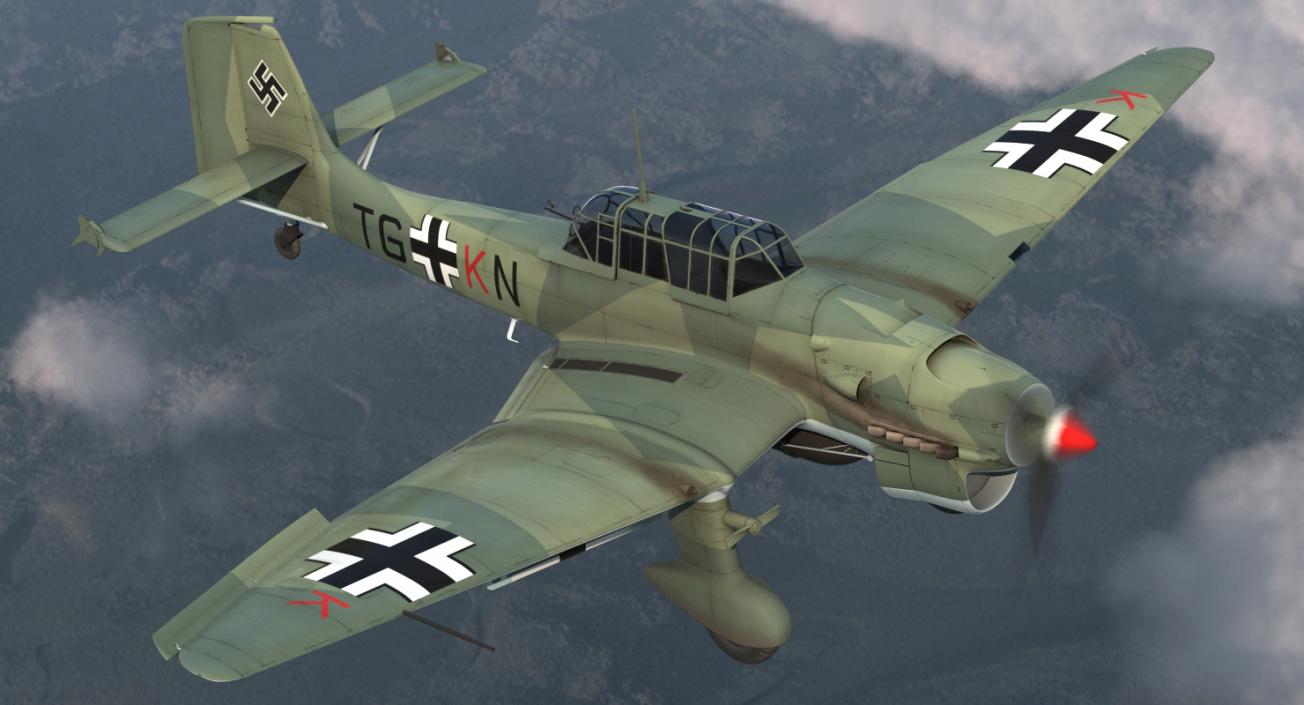 Junkers Ju 87 German Dive Bomber Rigged 3D model