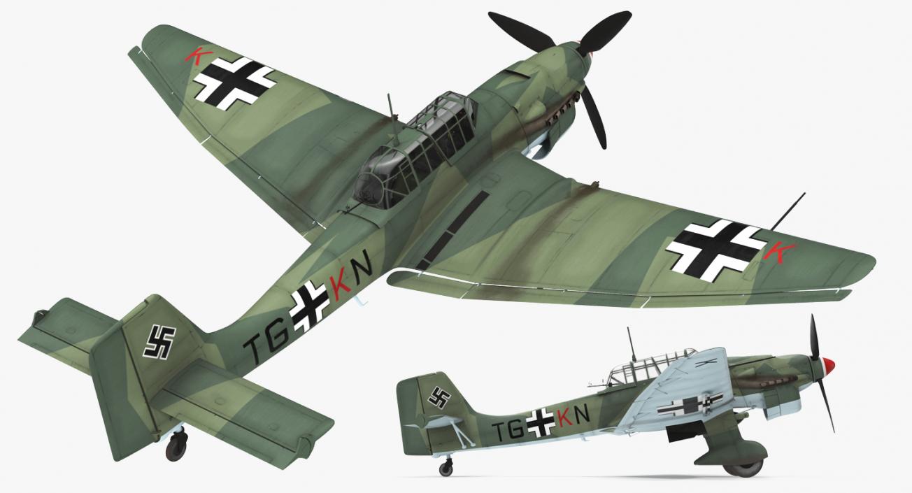 Junkers Ju 87 German Dive Bomber Rigged 3D model