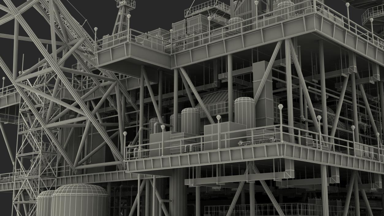 3D Shell Perdido Oil Platform Rigged model