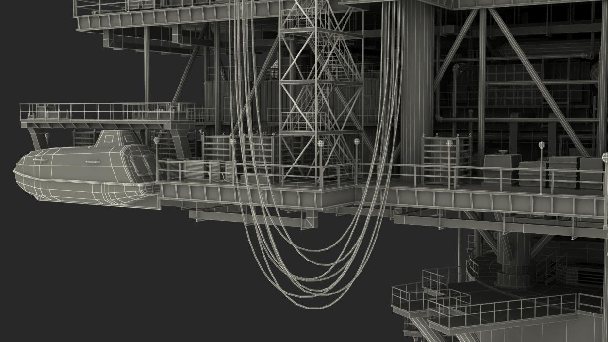 3D Shell Perdido Oil Platform Rigged model