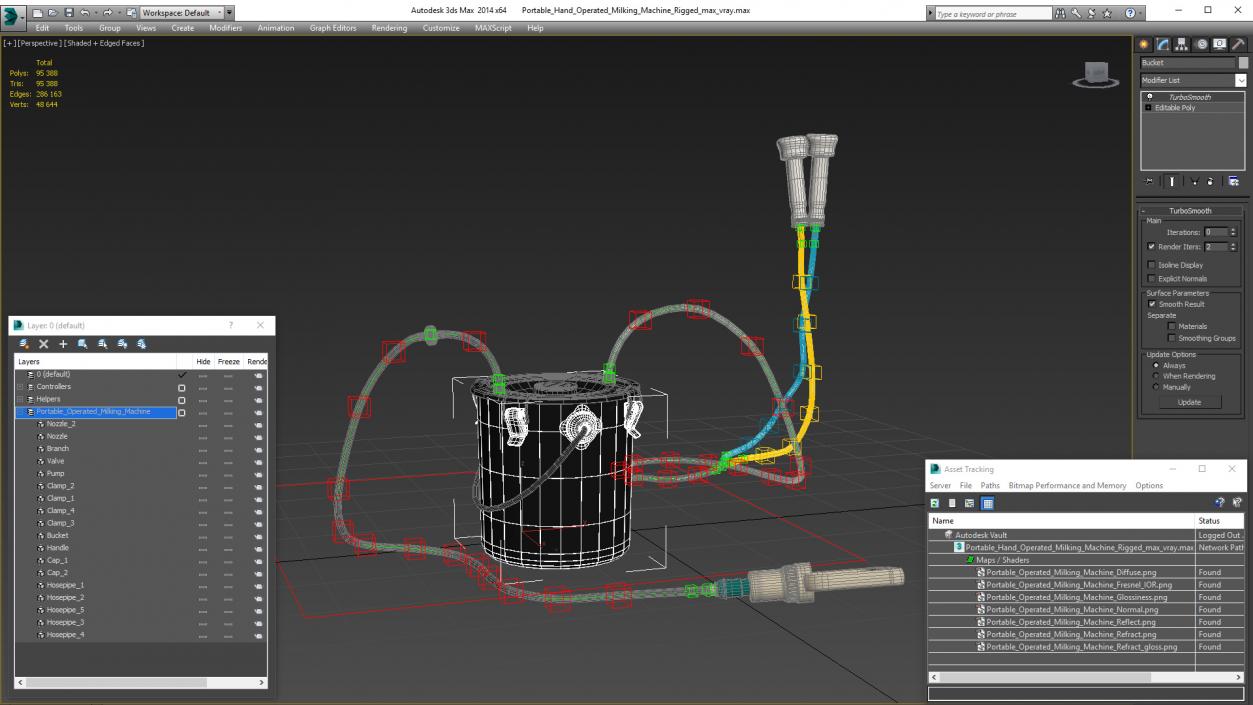 3D model Portable Hand Operated Milking Machine Rigged