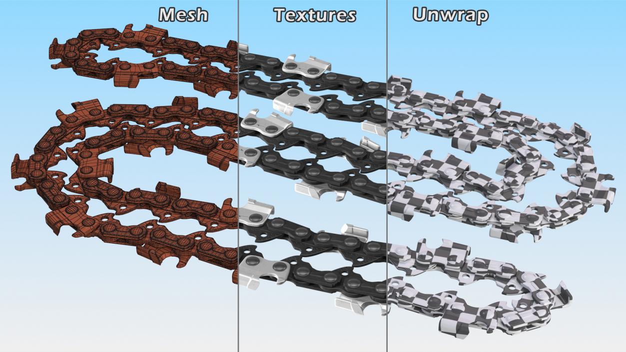 3D Black Chain for Chainsaw Folded