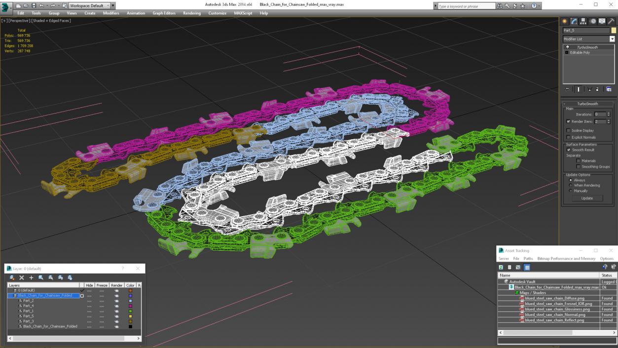 3D Black Chain for Chainsaw Folded