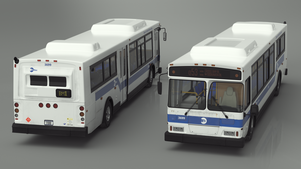 3D City Transit Bus MTA Q53 Rigged