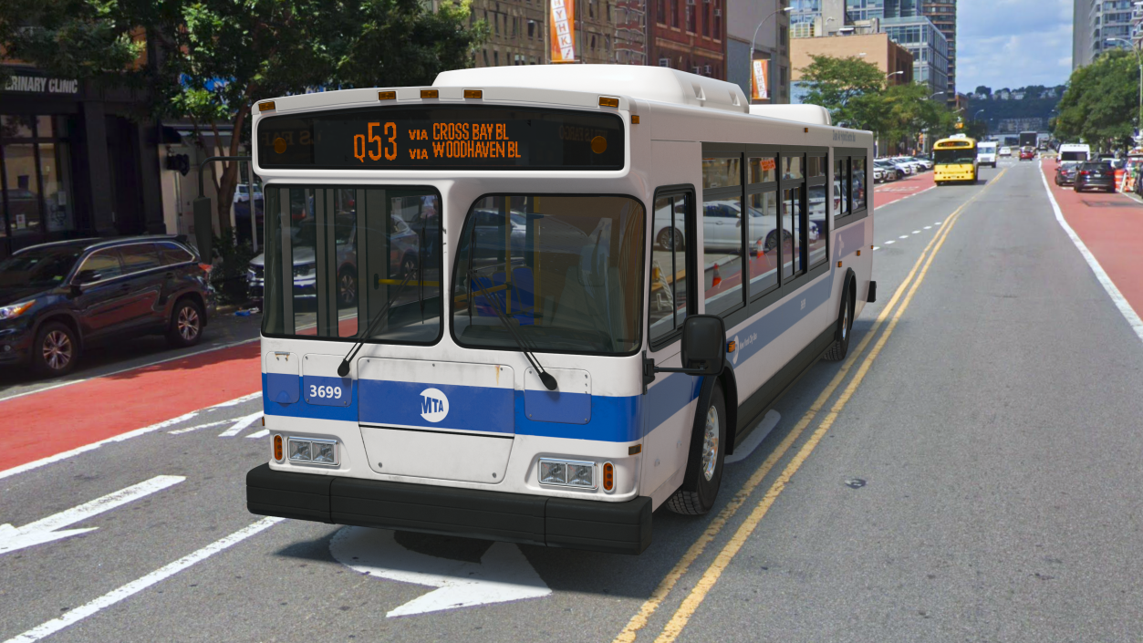 3D City Transit Bus MTA Q53 Rigged