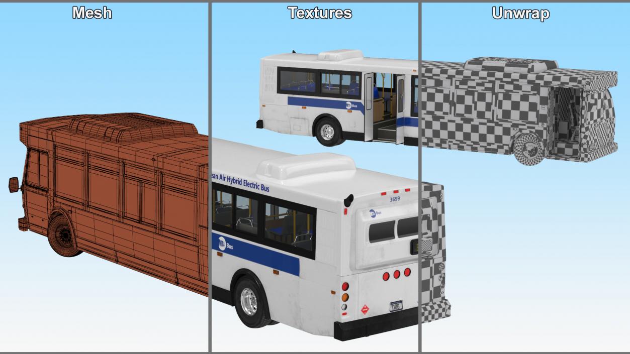 3D City Transit Bus MTA Q53 Rigged