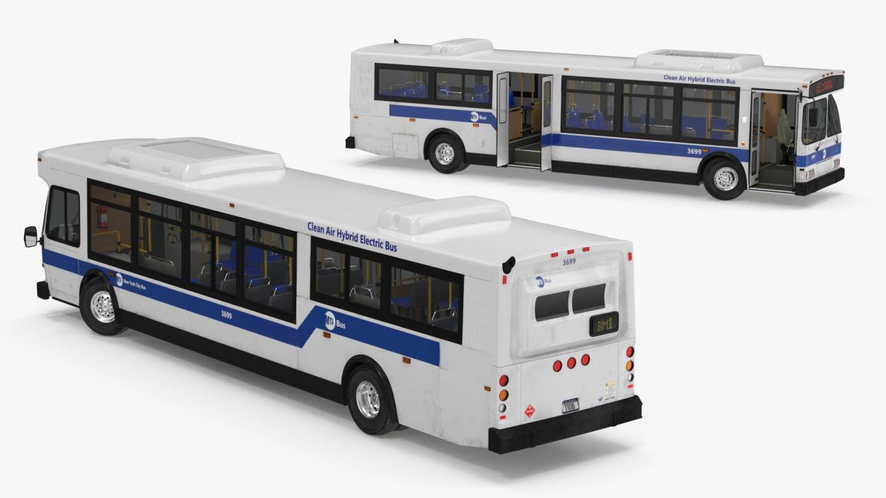 3D City Transit Bus MTA Q53 Rigged