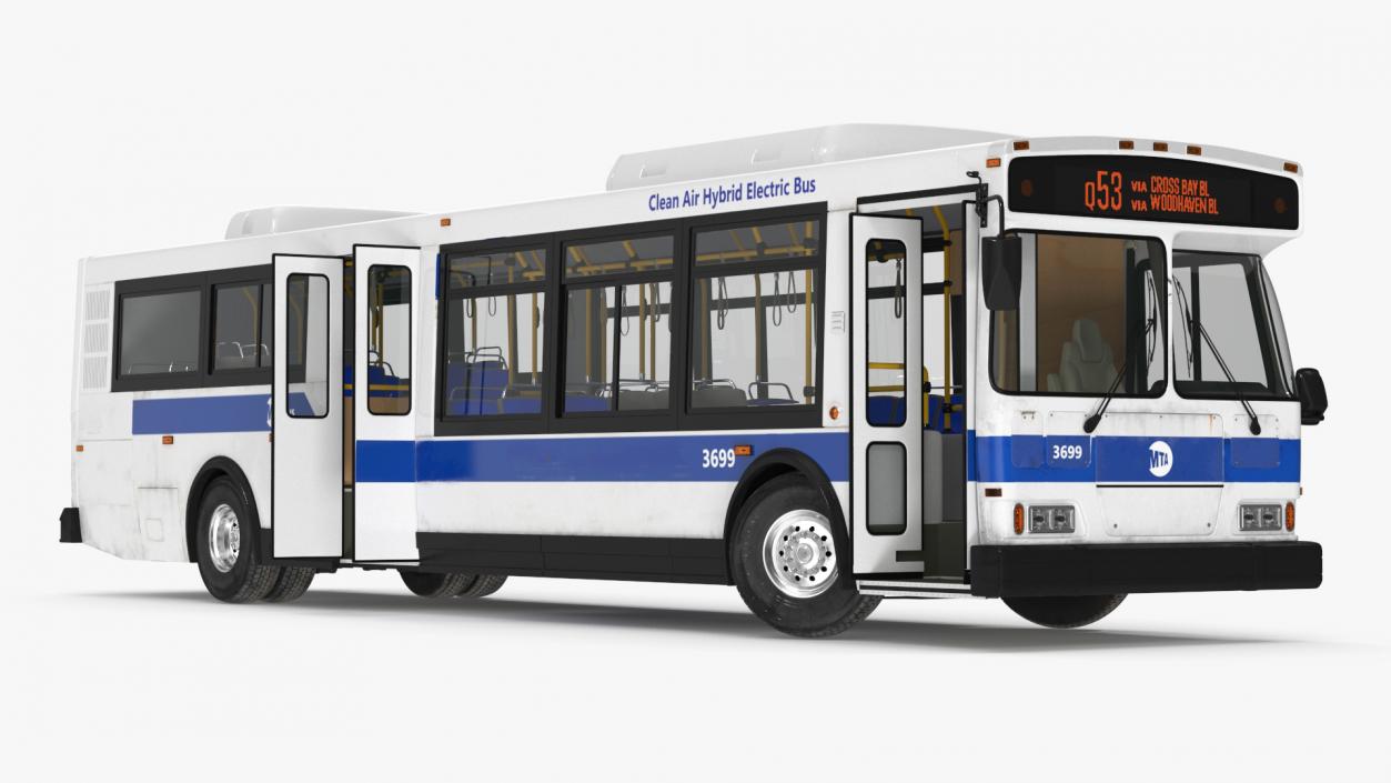 3D City Transit Bus MTA Q53 Rigged