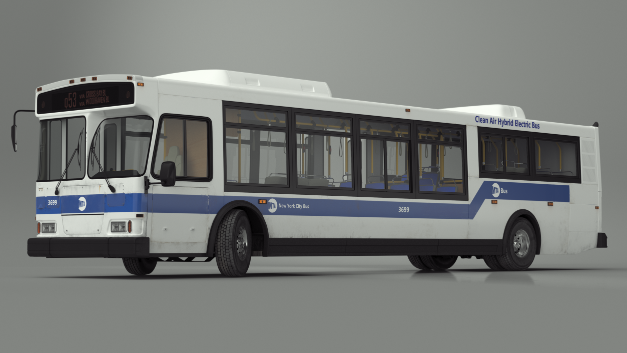 3D City Transit Bus MTA Q53 Rigged