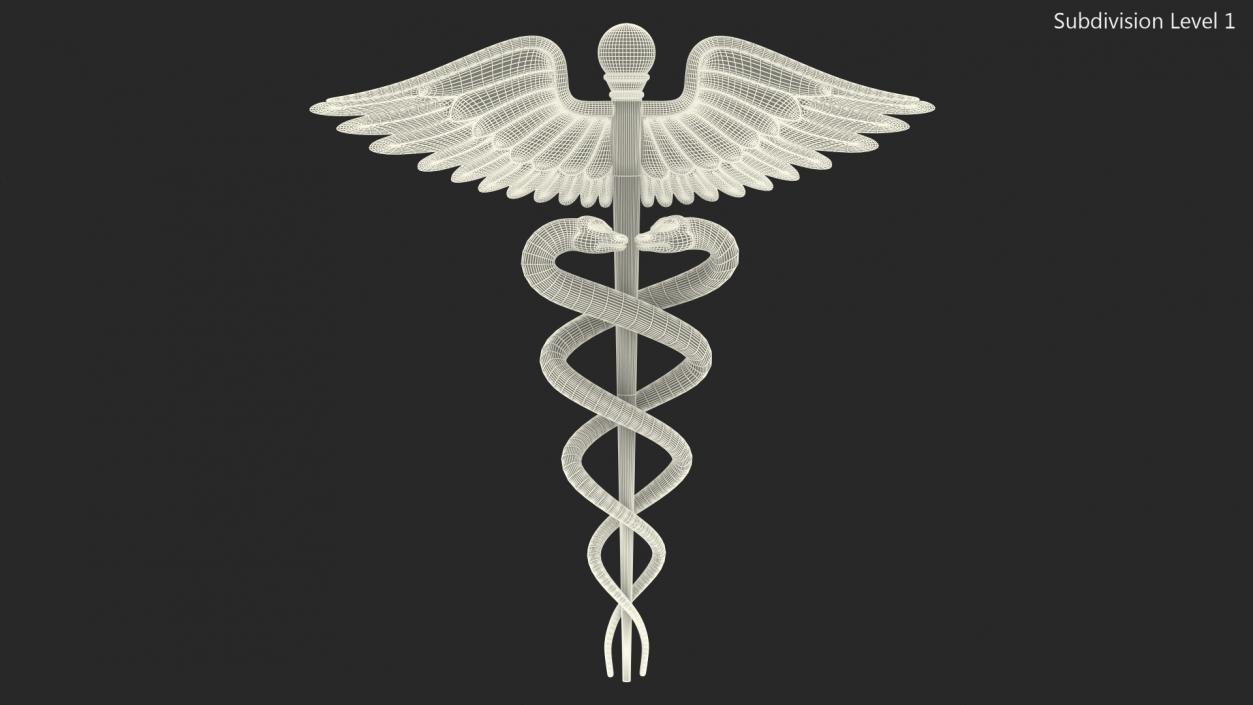 Golden Caduceus Symbol 3D