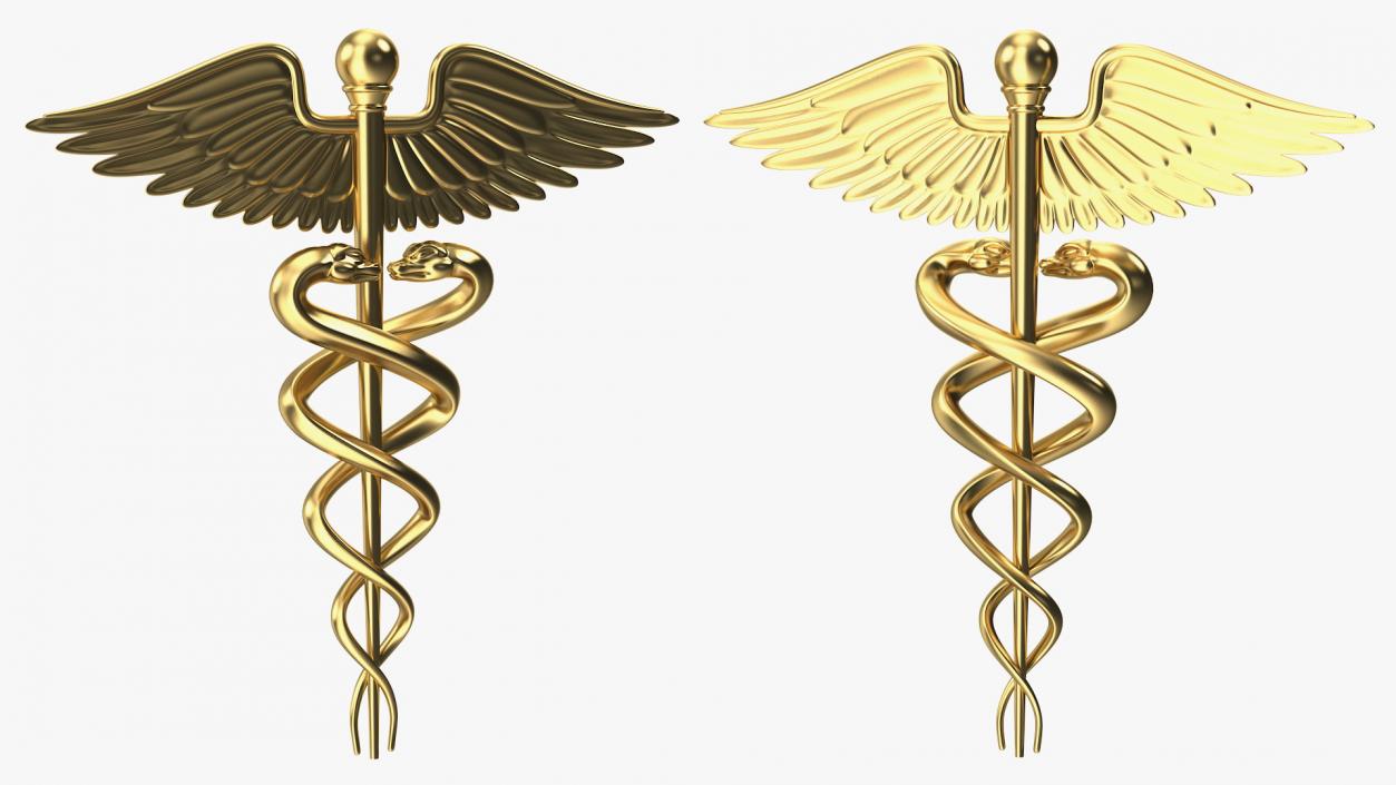 Golden Caduceus Symbol 3D