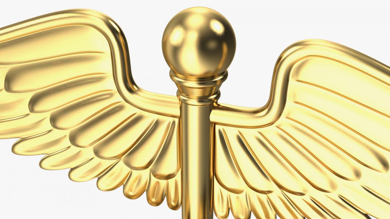 Golden Caduceus Symbol 3D