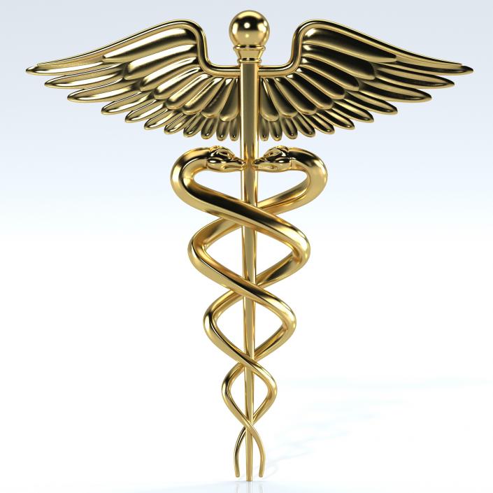 Golden Caduceus Symbol 3D