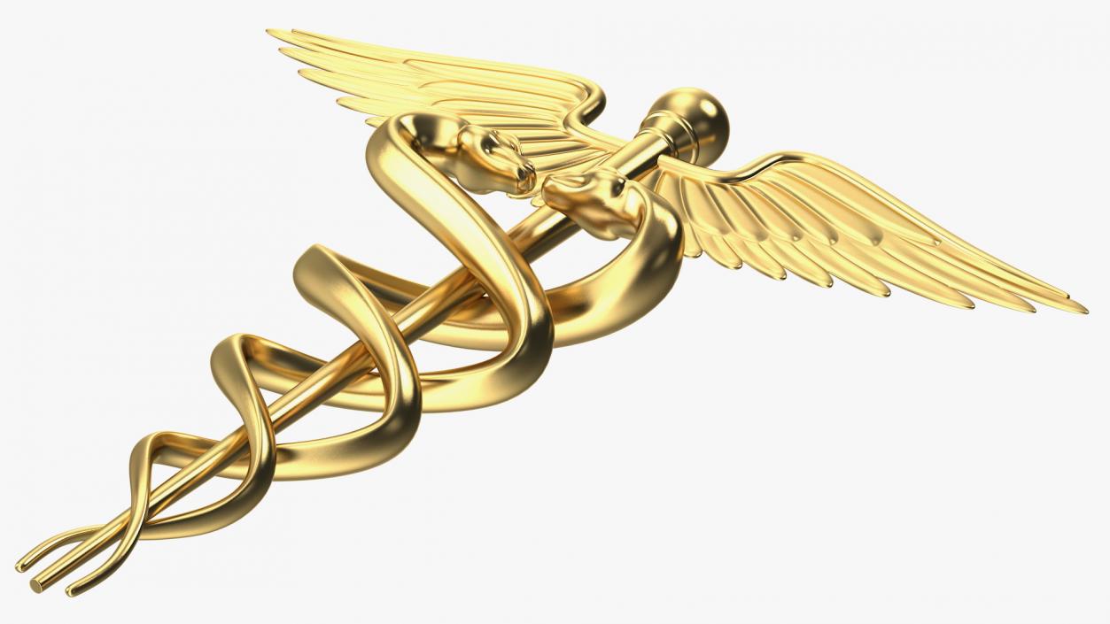 Golden Caduceus Symbol 3D