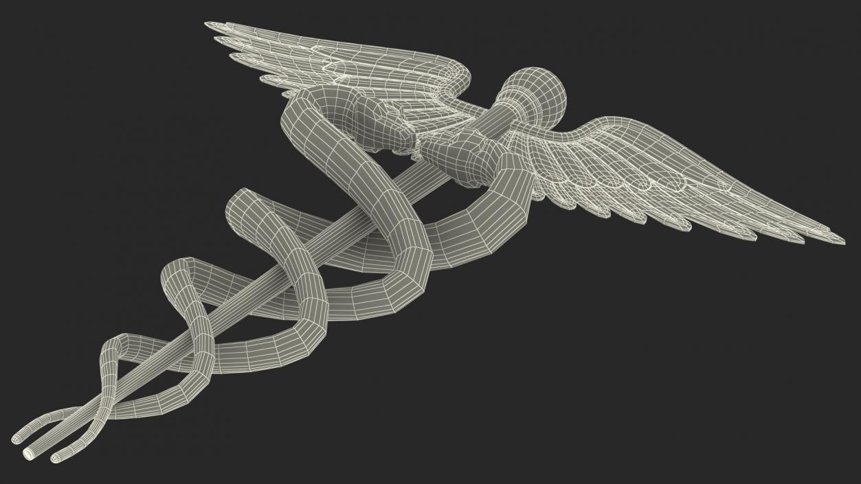 Golden Caduceus Symbol 3D