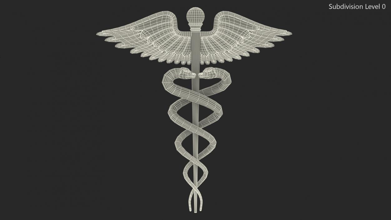 Golden Caduceus Symbol 3D