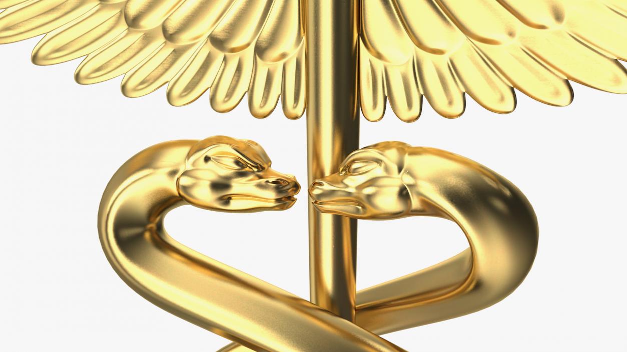 Golden Caduceus Symbol 3D