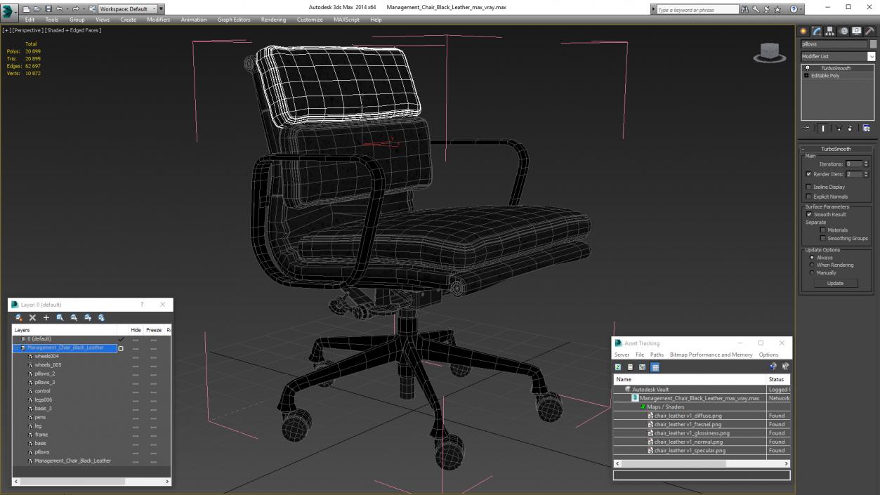 3D model Management Chair Black Leather