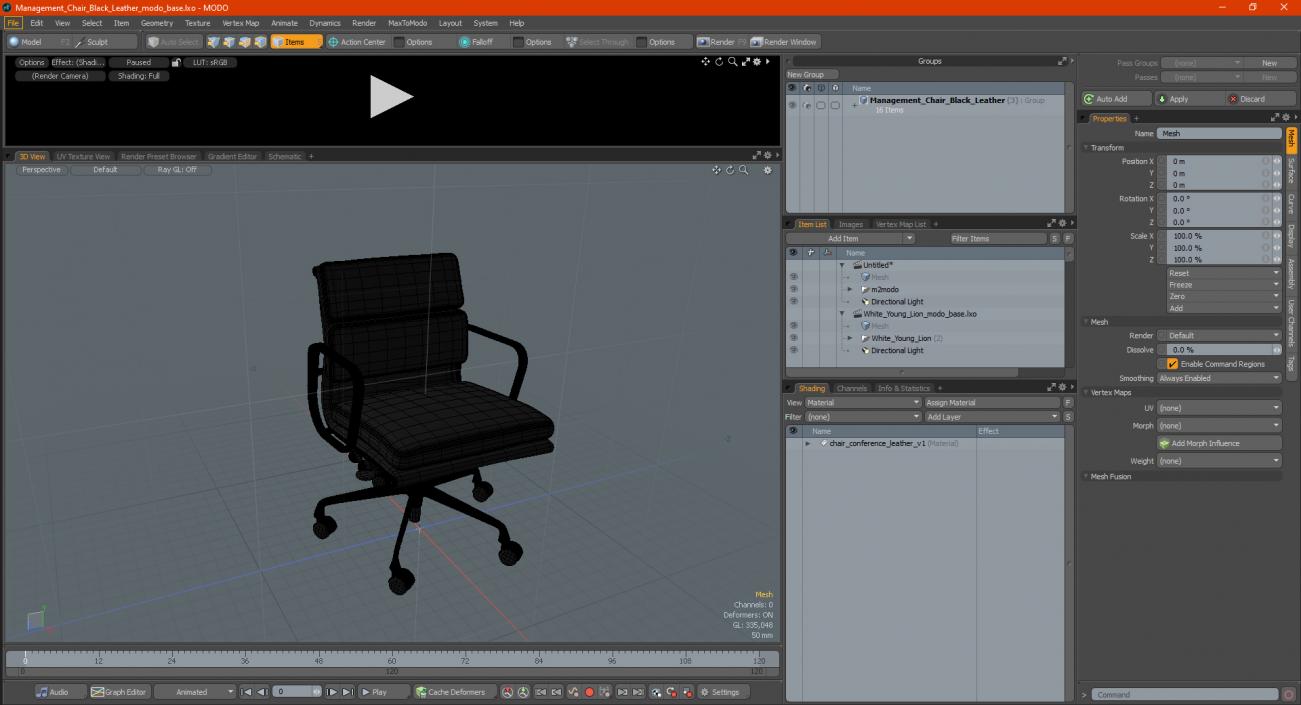 3D model Management Chair Black Leather