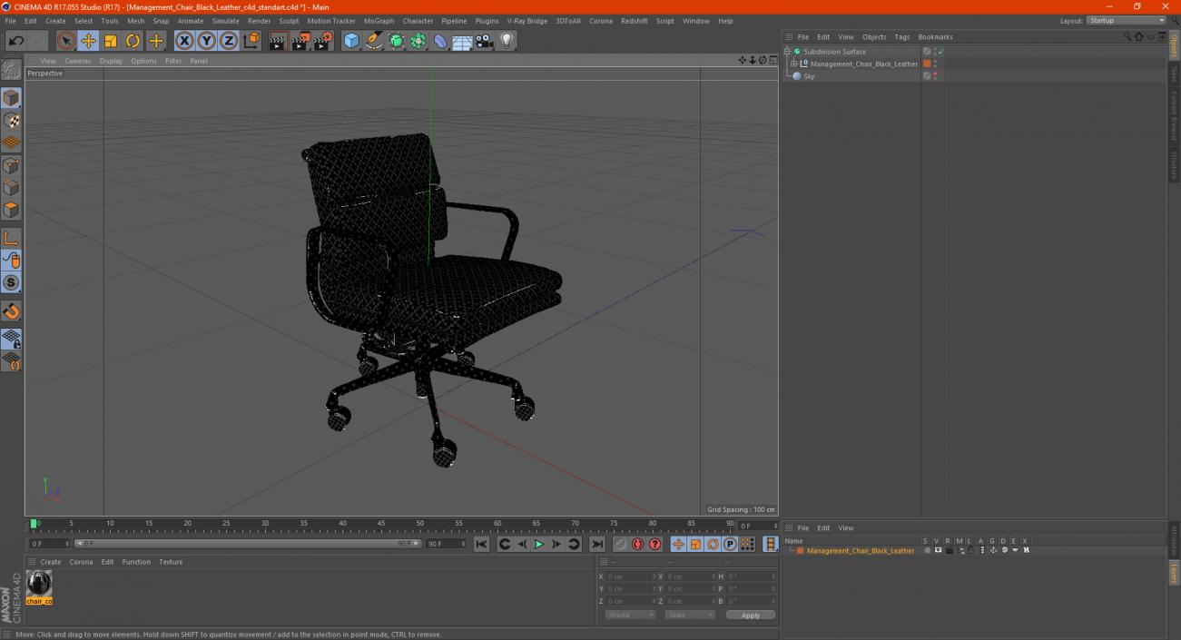 3D model Management Chair Black Leather