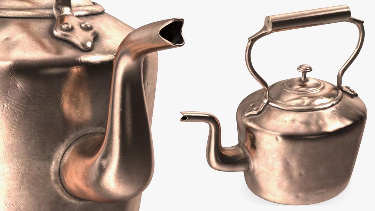 Antique Oval Copper Kettle 19th Century 3D model