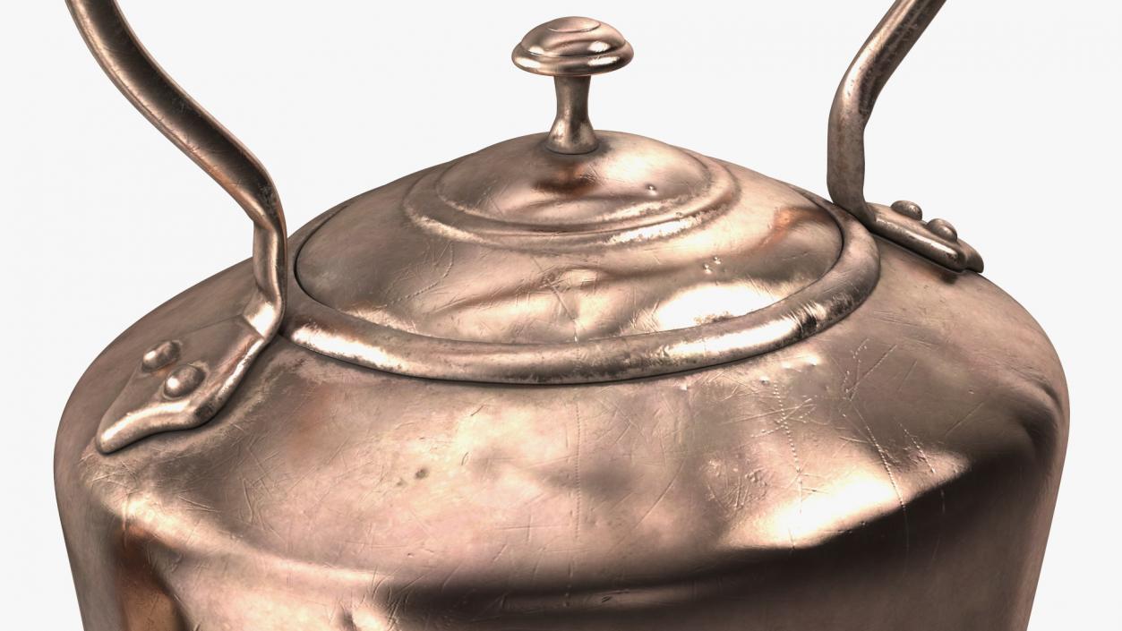 Antique Oval Copper Kettle 19th Century 3D model