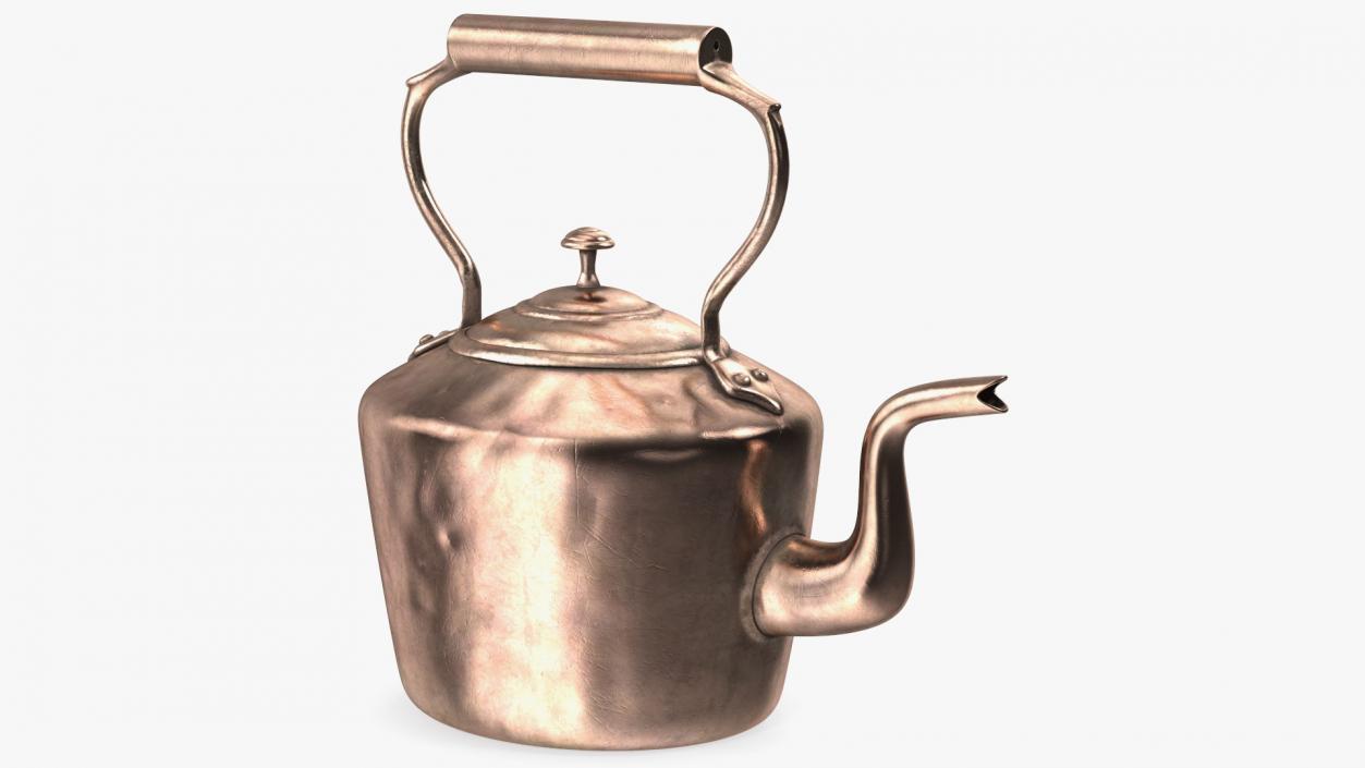 Antique Oval Copper Kettle 19th Century 3D model