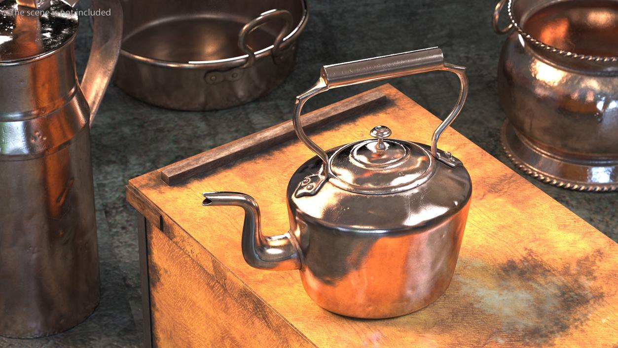 Antique Oval Copper Kettle 19th Century 3D model