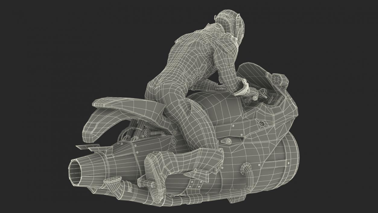 3D Futuristic Armored Robot on Motorcycle model