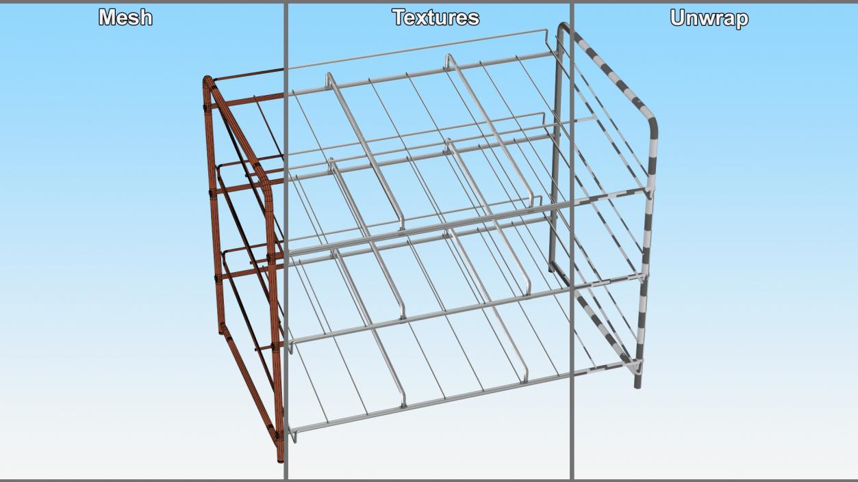 Can Rack Organizer 3 Tier Chrome 3D