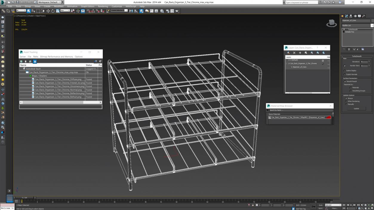 Can Rack Organizer 3 Tier Chrome 3D