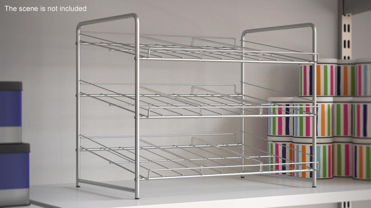 Can Rack Organizer 3 Tier Chrome 3D