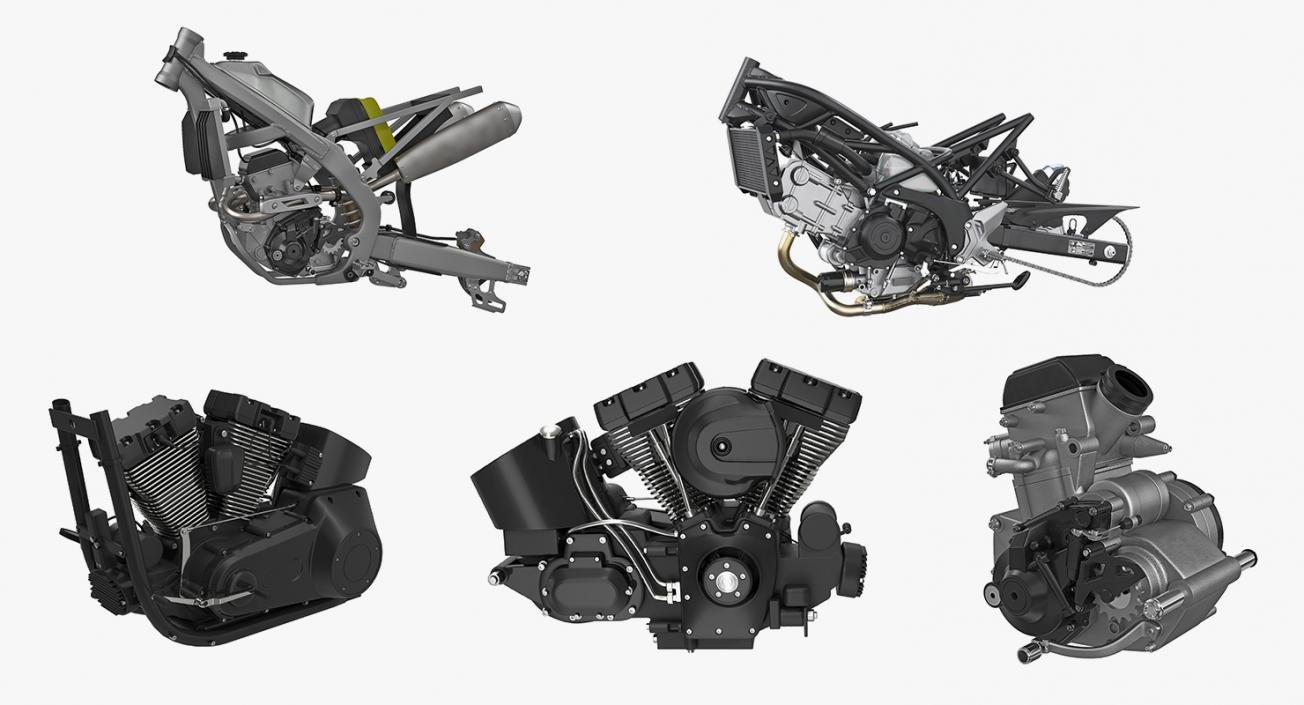 3D Motorcycle Engines Collection 3