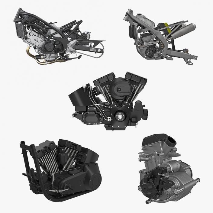 3D Motorcycle Engines Collection 3