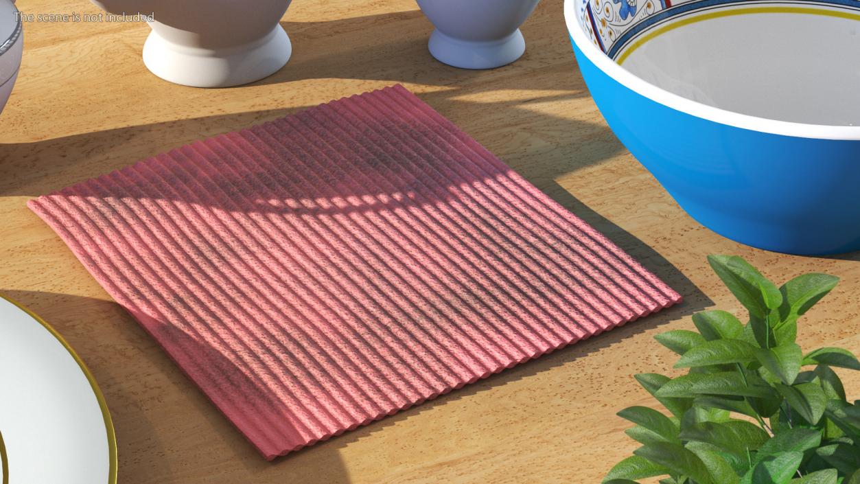 3D Old Dish Cloth Red model