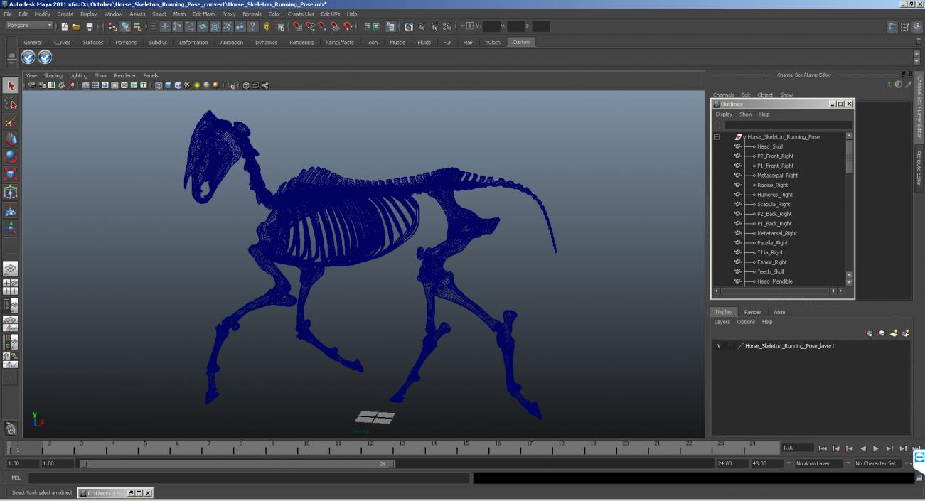 Horse Skeleton Running Pose 3D