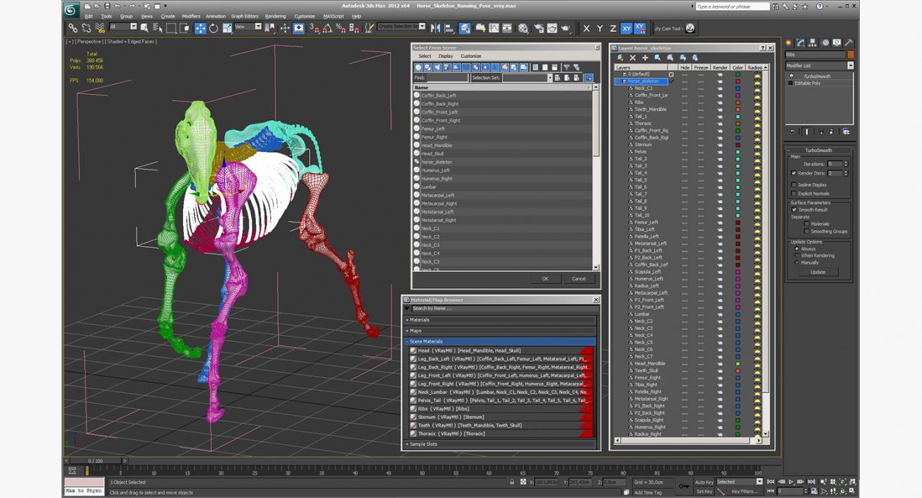 Horse Skeleton Running Pose 3D