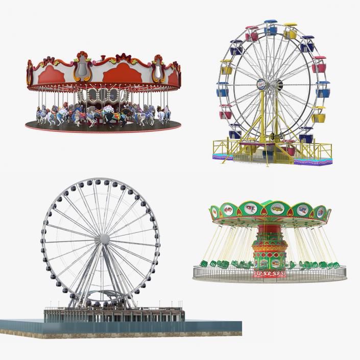 3D Rigged Amusement Park Rides Collection model