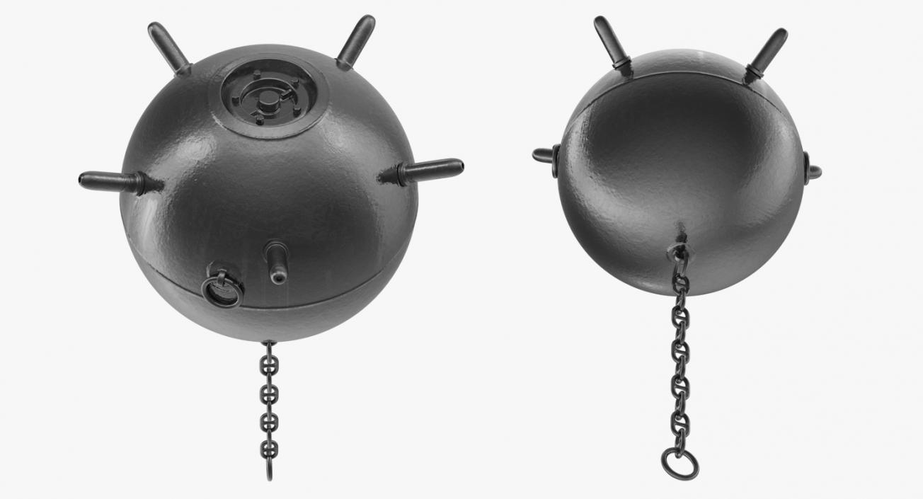 3D model Underwater Sea Mine with Chain