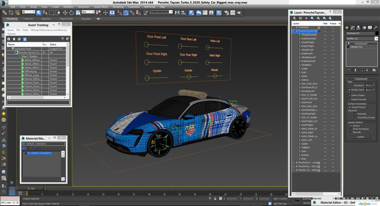 3D model Porsche Taycan Turbo S 2020 Safety Car Rigged