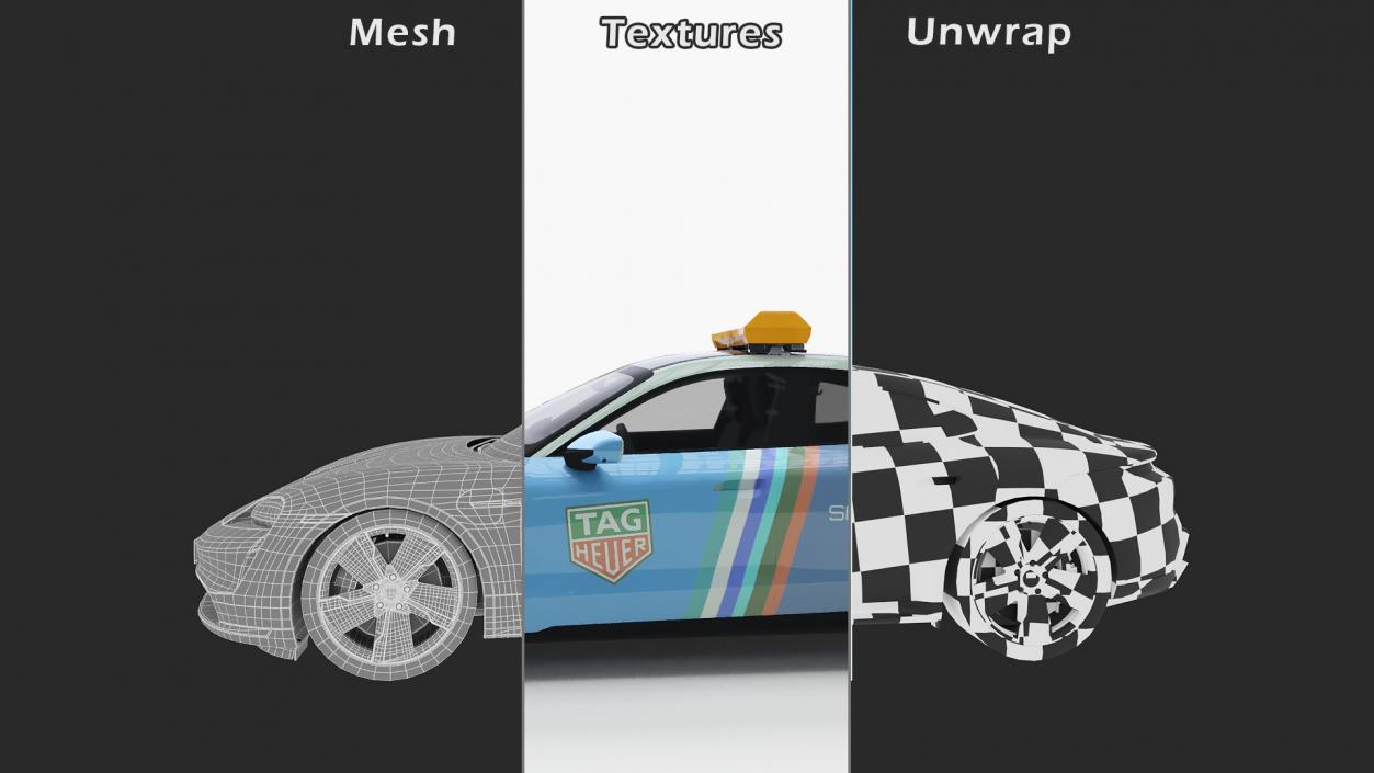 3D model Porsche Taycan Turbo S 2020 Safety Car Rigged