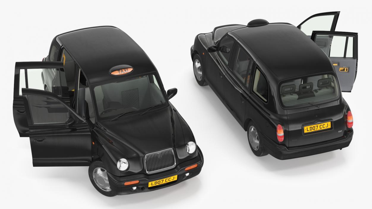 London Black Cab TX1 Rigged 3D