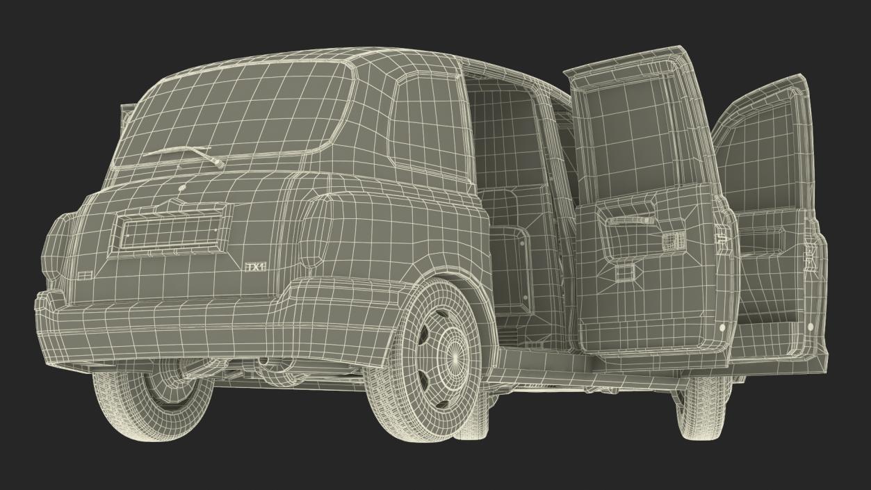 London Black Cab TX1 Rigged 3D