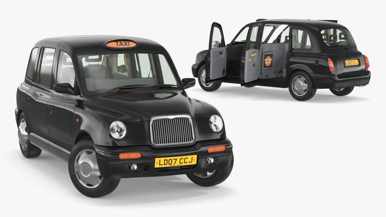 London Black Cab TX1 Rigged 3D