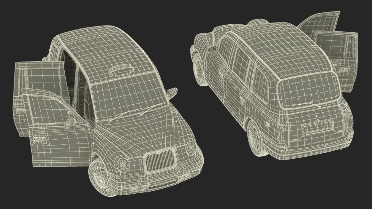 London Black Cab TX1 Rigged 3D