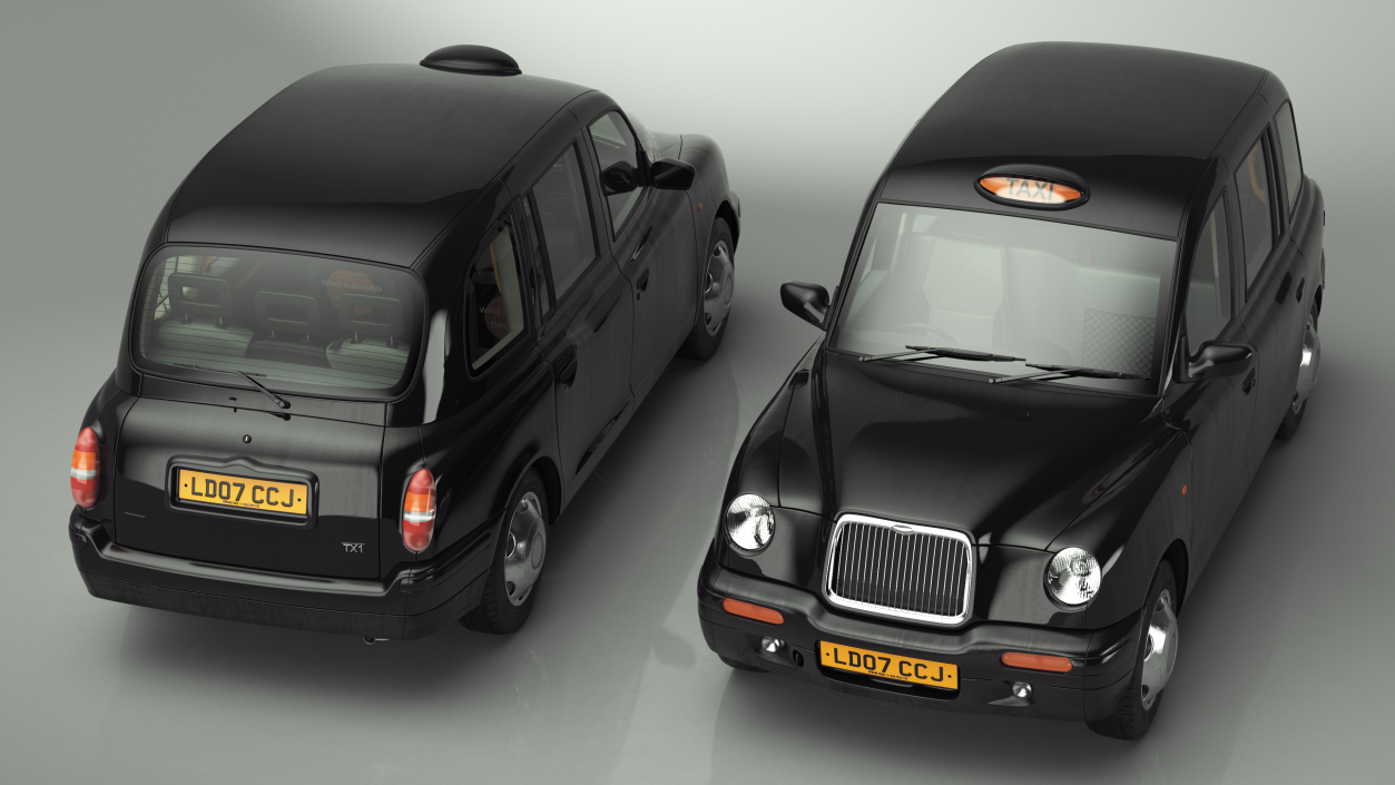 London Black Cab TX1 Rigged 3D