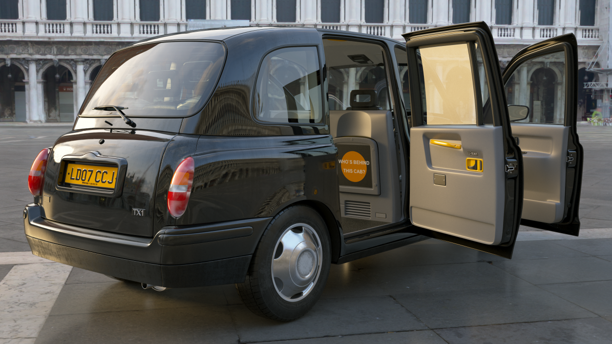 London Black Cab TX1 Rigged 3D